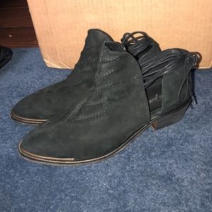 Free People western style black leather ankle